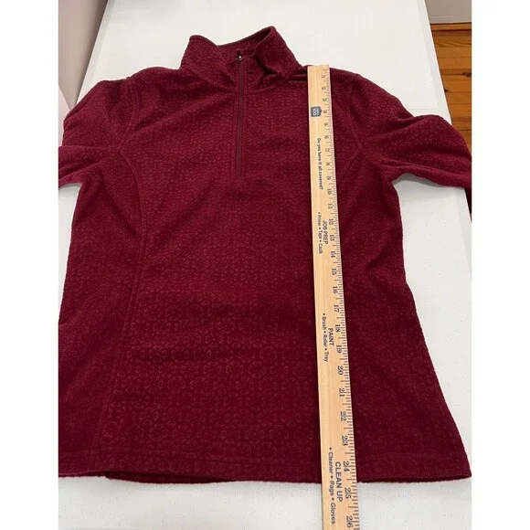 Lands' End Women's Fleece Pullover Top Burgundy Floral 1/4 Zip Polyester Size S - Picture 8 of 9